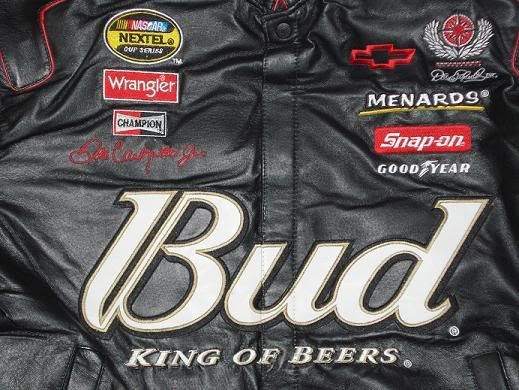 Authentic NASCAR Bud Dale Earnhardt Jr Black Embroidered Leather