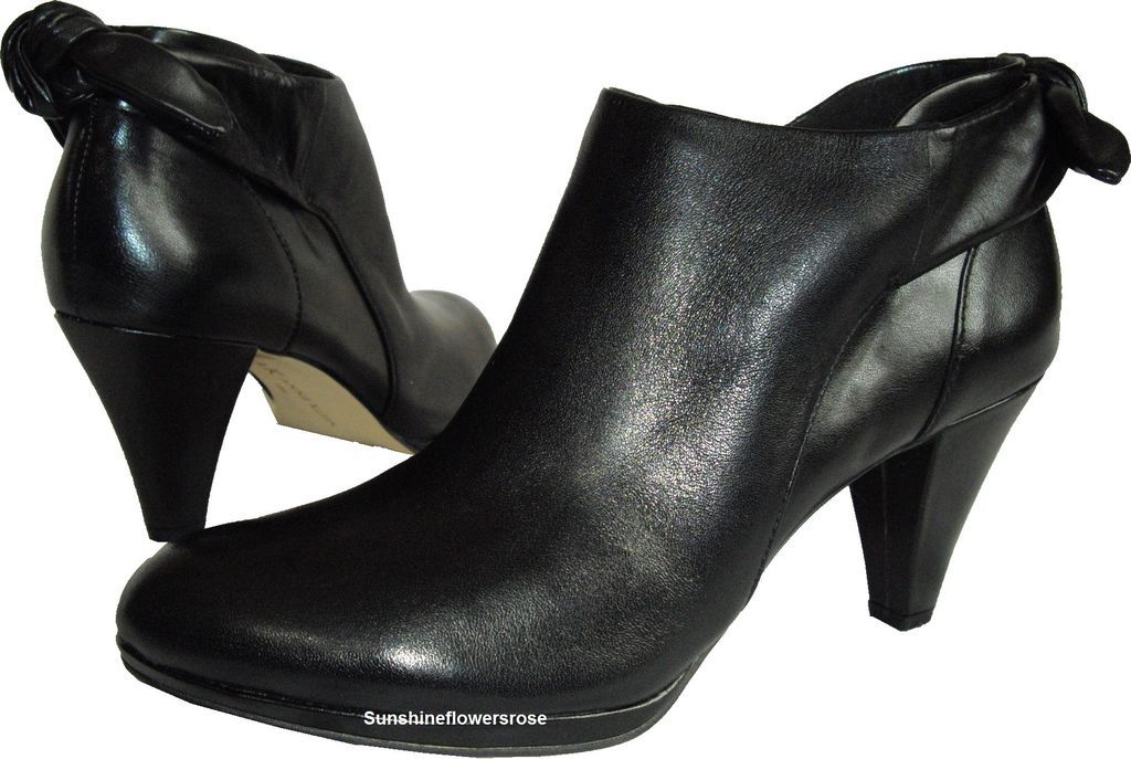 AK Anne Klein $110 Yardena Womens Black Ankle Boot Leather Booties