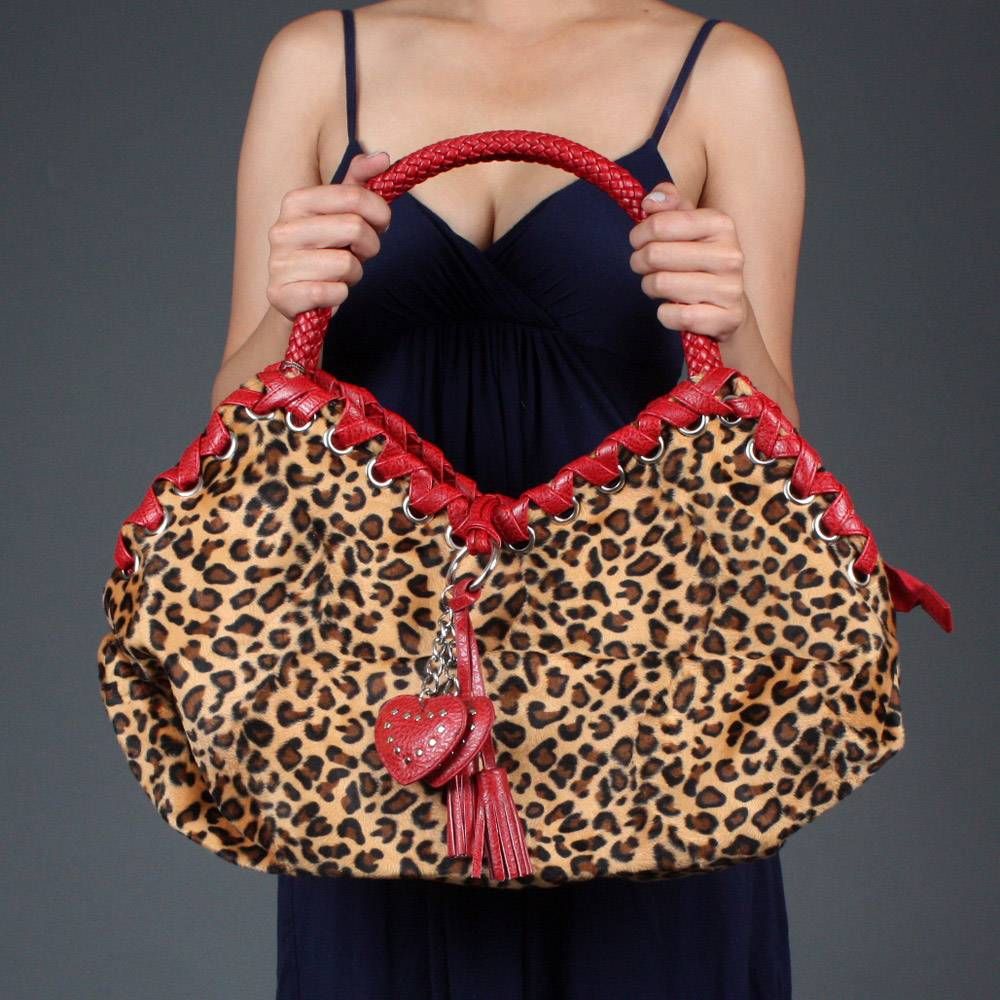 Animal Print Leopard Red Extra Large Shopper Tote Bag