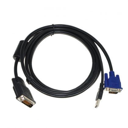 Pin DVI Male to 15 Pin VGA Male USB Male Cable for CRT LCD PC