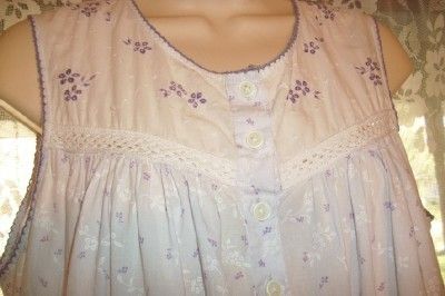 Gilligan OMalley Mid Length Soft Purple White Cotton Nightgown Gown M