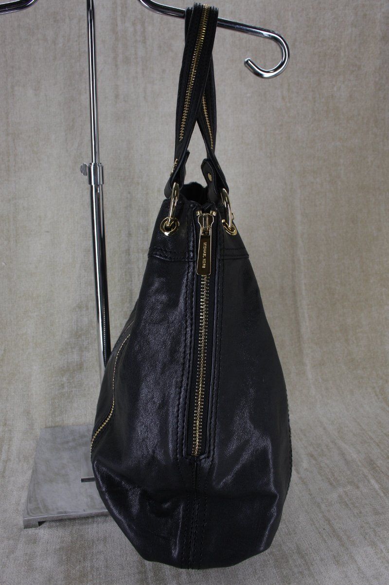 Michael Michael Kors Moxley Bag Tote in Black Leather Gold Zipper