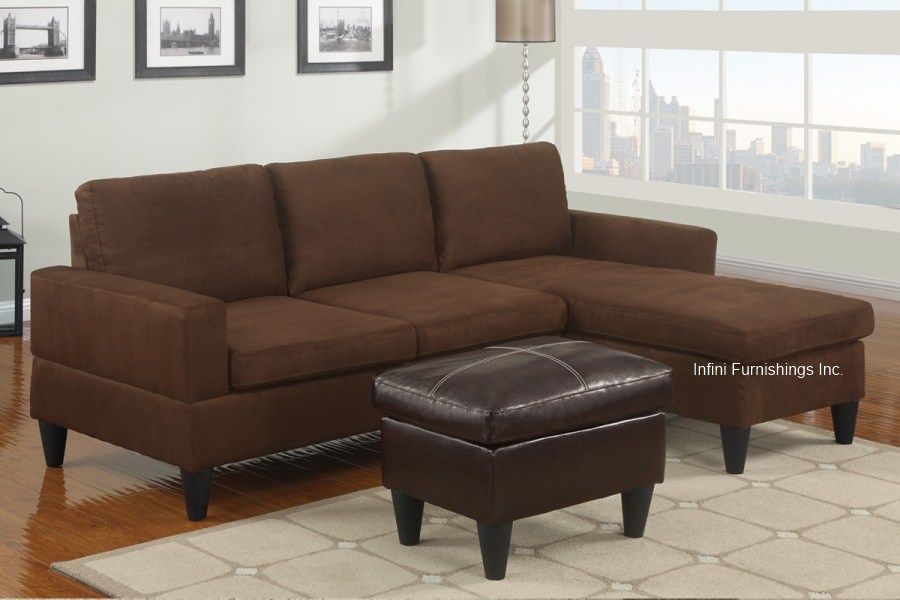 Microfiber Sectional Sofa and Ottoman Set F7281 Couch Furniture