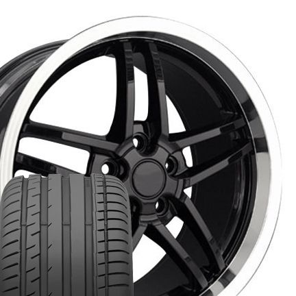 Black Corvette C6 Z06 Style Deep Dish Wheels & Tires Rims Fit Camaro