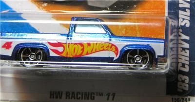 Hot Wheels 2011 #156 83 CHEVY SILVERADO Blue on short card HW Racing