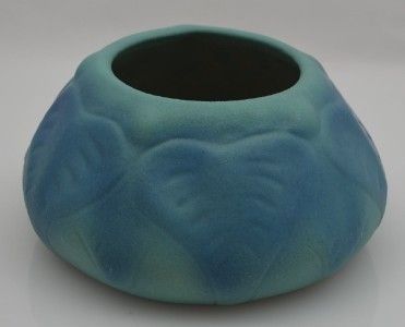 Van Briggle Pottery Turquoise Leaf Bowl Repeating Leaf Pattern Bowl