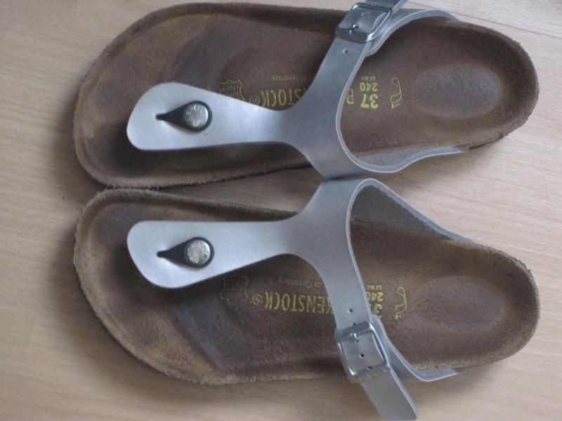 Birkenstock ♥ Sandale Gizeh silber gr 37 getragen aber sehr