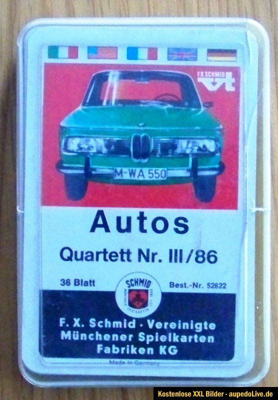 Altes Auto Quartett Kartenspiel F.X.Schmid Münchener Spielkarten