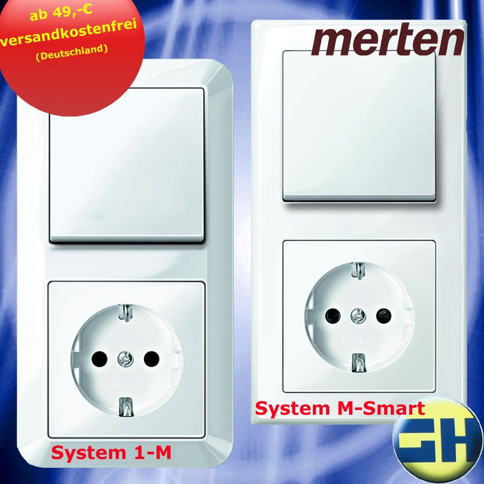 MERTEN Schalter Steckdose Taster System M / 1 M / M Smart / polarweiß