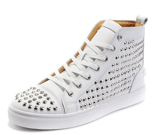 Fashion Mens Celebrity Spike Studded Shoes Mid top SneakersUS6.5 9.5