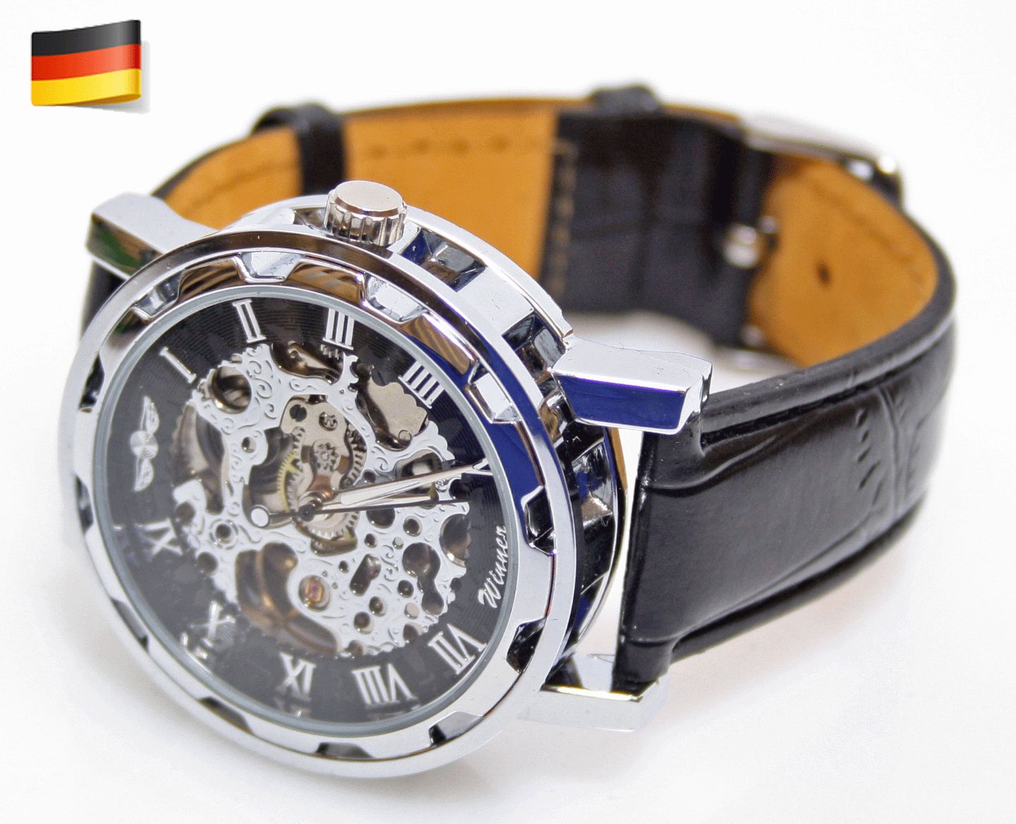 DE Herren Automatik Uhr Armbanduhr Herrenuhr Skelett NEU .Winner.a419
