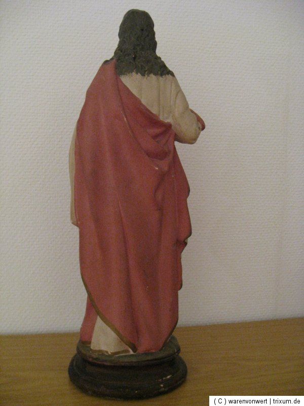 Alte Figur / Skulptur Jesus Gipsfigur Dachbodenfund
