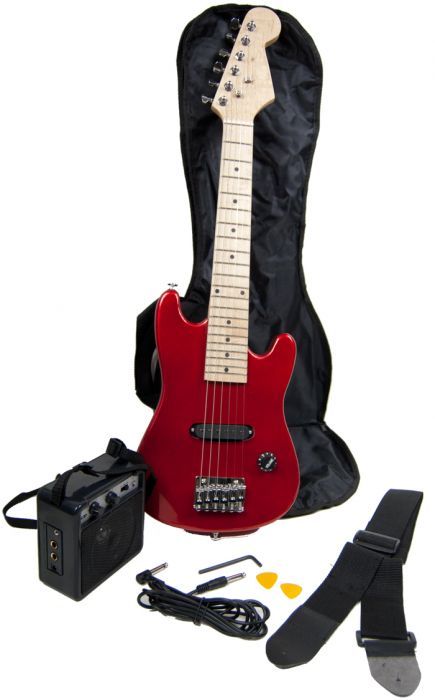 GITARREN SET KINDER FENDER SAITEN + 5W VERSTÄRKER ROT