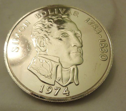 Silbermünze Münze 20 Balboas 1974 Simon Bolivar 925 er
