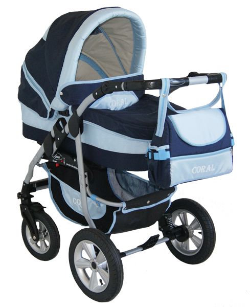 3in1 Kombi Kinderwagen CORAL Dark Blau BLAU Neu OVP C16