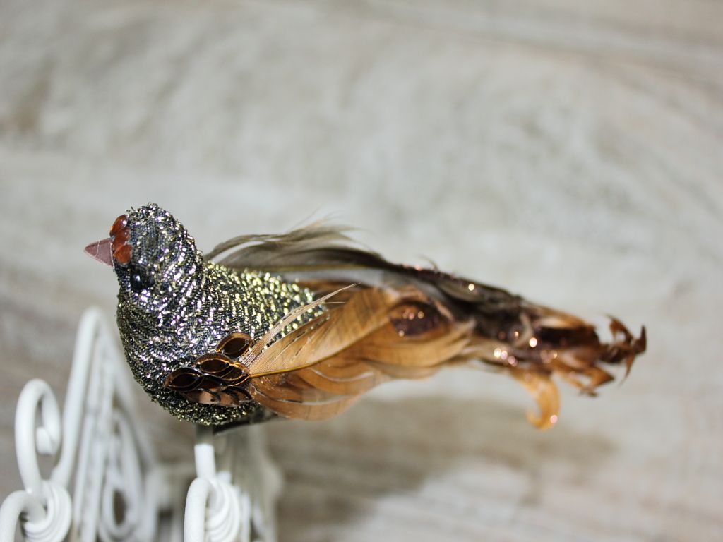 Vogel mit Clip Figur GOLD Dekofigur Weihnachtsdeko Weihnachten