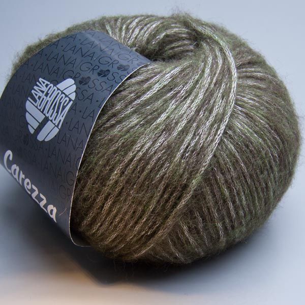 Lana Grossa Carezza 018 olive green / silber 50g Wolle