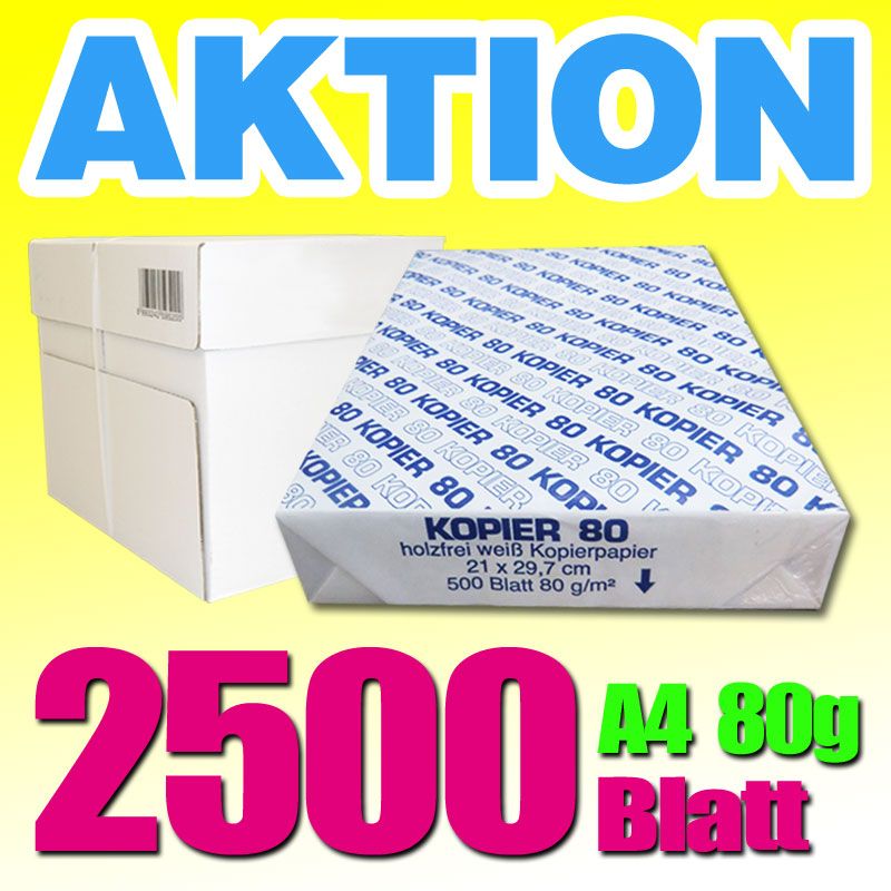 2500 BLATT A4 80g Marken Papier, Kopierpapier, Druckerpapier, Fax
