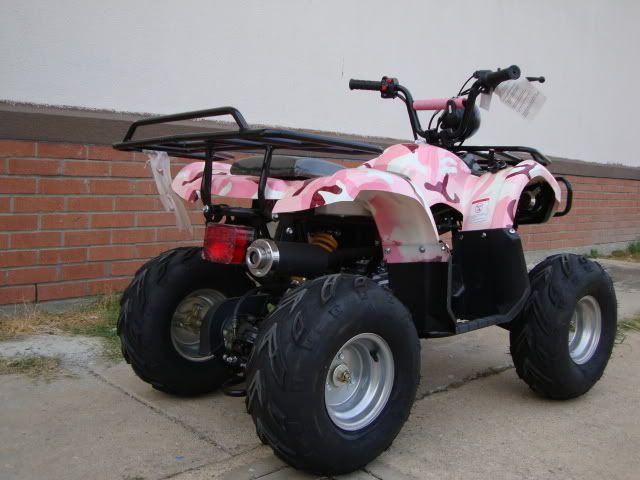 Pretty Pink Camo Quad Utility 110cc ATV Full Automatic with Rack Free